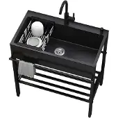 Markenlos Spüle Edelstahl-Waschtischset 80x45 cm mit Armatur – Für professionelle und private Nutzung