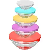 Cheffinger , 5-teiliger Lebensmittelbehälter aus Glas mit Plastikdeckeln., Transparent
