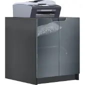 Vladon Druckerkommode Logan, Germany, Aktenschrank mit 2 Fächern und 2 Türen, Korpus in Schwarz matt, Fronten in Grau Hochglanz (51 x 60,5 x 54 cm)
