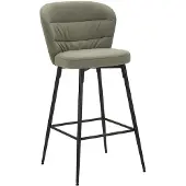 Mauro Ferretti 2er-Set LOSANNA Barhocker, grün, 52 x 59 x 108 cm – Stoffhocker mit schwarzen Metallbeinen – Glamouröses 70er-Jahre-Design