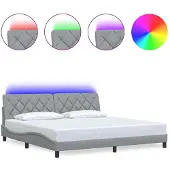 vidaXL Bettgestell mit LED ohne Matratze Hellgrau 200x200 cm Stoff