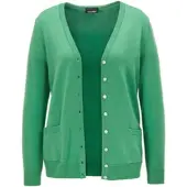 Goldner Strickjacke "Uni Merino-Cardigan Langarm", Damen, Gr. 46, grün, Obermaterial: 100% Schurwolle WV., Basic, V-Ausschnitt, Rippe, Strickjacken Strickjacke, Reine Merinowolle