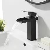 Sonstiges Wasserfall-Waschbeckenarmatur Edelstahl Messing Schwarz einhebig