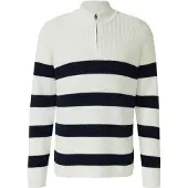 s.Oliver Strickpullover Gestreifter Baumwoll-Strickpullover mit Troyer-Kragen