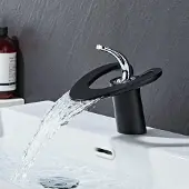 Sonstiges Wasserfall Waschtischarmatur Schwarz Einhebel Heiß- und Kaltmischer Messing Monoblock