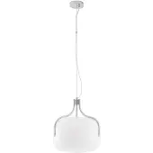 LUCANDE Hängeleuchte Christo, Ø 42 cm, chrom/weiß, Glas