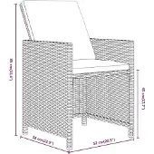 vidaXL 15-tlg. Garten-Essgruppe mit Kissen Beige Poly Rattan