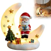 Novzep Weihnachts deko, Weihnachtsdeko Innen, Mond-Nachtlicht mit Weihnachtsmann, USB, Warmweiß