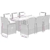 vidaXL 9-tlg. Garten-Essgruppe mit Kissen Grau Poly Rattan
