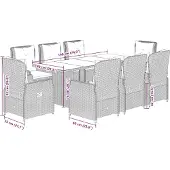 vidaXL 9-tlg. Garten-Essgruppe mit Kissen Beige Poly Rattan