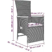vidaXL 3-tlg. Garten-Essgruppe mit Kissen Grau Poly Rattan