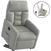 vidaXL Relaxsessel mit Aufstehhilfe Hellgrau Mikrofasergewebe