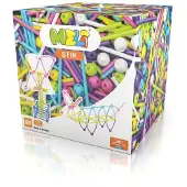 Meli Stik Pink Konstruktionsbausteine – 600 Teile (400 Verbinder 8 cm, 200 Kugeln 1,5 cm, Pastellfarben Rosa/Blau/Weiß/Gelb/Grün) – BPA-frei, ab 3 Jahren, CE & EN71