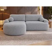GRAINGOLD Ecksofa L-Form Aurio Links - Ecksofa mit Schlaffunktion, Bettkasten - Moderne Ecksofa, Wohnzimmer Sofa - Eckcouch Grau (Lambi 11)