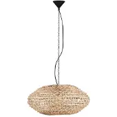Nova Luce Pendelleuchte Bola E27 Schwarz Beige Textil Rattan Ø58cm 9586523