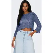 ONLY Rundhalspullover "ONLNOLA LIFE 3/4 PULLOVER KNT NOOS" Baumwollmischung, regular fit, cropped