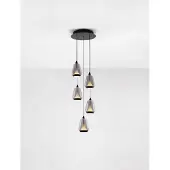 Nova Luce LED Pendelleuchte Alish dimmbar 40W warmweiss 3000K Rauchgrau Schwarz Glas Metall Ø33cm 9416969