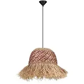 Nova Luce Pendelleuchte Sorello E27 Rot Schwarz Natur Stahl Seil Ø42cm 9586613