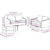 vidaXL 3-tlg. Sofagarnitur mit Kissen Dunkelgrau Stoff