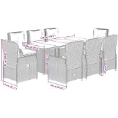 vidaXL 9-tlg. Garten-Essgruppe mit Kissen Beige Poly Rattan