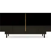 Dancan Artemisa Hochglanz Möbel / Kommode Mit Goldenem Akzent / Hochglanz / 4 Türen / 163 Cm / Schwarz