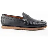 Purapiel Herren Mokassin Mocca7 Blau aus Leder mit rutschfester Gummisohle, Chrom VI-frei