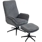 Dopwii Relaxsessel mit 130° Liegefunktion, Fernsehsessel mit Hocker und Stahlrahmen, Grau