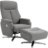 Dopwii Relaxsessel manuell verstellbar Loungesessel mit Hocker Dunkelgrau