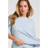 Hunkemoller Pyjama Oberteil Jersey Kurzarm Blau
