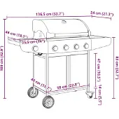 vidaXL Gasgrill mit 5 Flammen Silbern Edelstahl