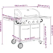 vidaXL Gasgrill mit 5 Flammen Schwarz Pulverbeschichteter Stahl