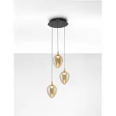 Nova Luce LED Pendelleuchte Nali dimmbar 18W warmweiss 3000K Messinggold Schwarz Champagner Glas Metall Ø35cm 9416974