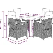 vidaXL 5-tlg. Garten-Essgruppe mit Kissen Hellgrau Poly Rattan