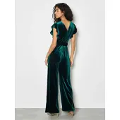 Apricot Jumpsuit "Partyjumpsuit", Damen, Gr. XS (34), N-Gr, grün, gewebt, Obermaterial: 100% Polyester PES., uni, normal lang, Rundhals, Overalls Jumpsuit, aus Samt