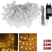 VA-Cerulean LED S14 Kugel-Girlande 10 m 80 Glühbirnen Warmweiß 8 Modi Transparent