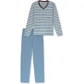 Schiesser Schlafanzug "Casual Essentials" 2 Baumwolle, V-Ausschnitt, langärmelig