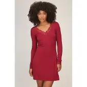 Hunkemoller Langarm-Nachthemd Jersey Lace Nana Rot