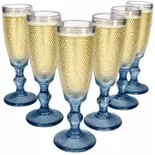 MamboCat 6er Set Saphir Sektgläser blau 150ml Sektflöte Prosecco Champagner Sektkelch