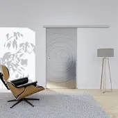 Hansaglas Glasschiebetür Halo 1 900 x 2050 mm Komplettset Silber Muschelgriff
