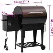 vidaXL Pelletgrill mit Ablage Schwarz 94 cm Eisen