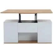 Merax Couchtisch Höhenverstellbar mit Stauraum Multifunktion Weiß Holzoptik