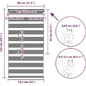 vidaXL Doppelrollo Dunkelgrau 80x150 cm Stoffbreite 75,9 cm Polyester