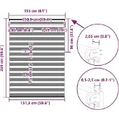 vidaXL Doppelrollo Hellgrau 155x230 cm Stoffbreite 150,9 cm Polyester