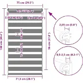 vidaXL Doppelrollo Braun 75x100 cm Stoffbreite 70,9 cm Polyester