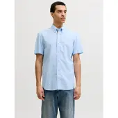 Jack & Jones Kurzarmhemd "JPRBLUSUMMER LIN. BL. SHIELD SS SHIRT SN" Baumwoll-/Leinenmischung, Normal geschnitten