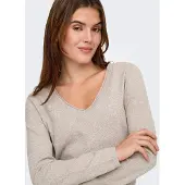 ONLY V-Ausschnitt-Pullover "ONLLOYAL LIFE LS V-NECK PULLO KNT NOOS" Materialmix