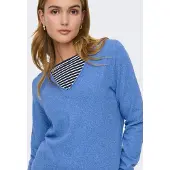 ONLY V-Ausschnitt-Pullover "ONLLOYAL LIFE LS V-NECK PULLO KNT NOOS" Materialmix
