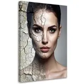 Feeby LEINWANDBILD, Porträt Gesicht einer Frau Beton Mauer