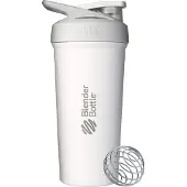 BlenderBottle Strada Shaker Becher Isolierter Edelstahl Wasserflasche mit Drahtquirl, 24-Unzen, Weiß