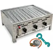 K + F Metalltechnik GmbH & Co. KG Edelstahl-Gastrobräter Grill 3-flammig mit Rost-Set & Anschlusszubehör